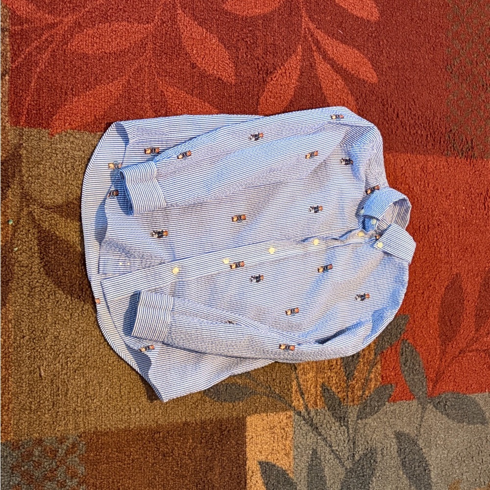 Polo by Ralph Lauren Blue Striped Kids Button Down Shirt - Picture 2 of 2